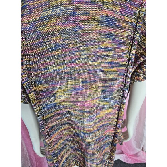 Democracy Colorful Crochet Knit Semi Sheer Long Top Size Small Medium - Picture 14 of 16